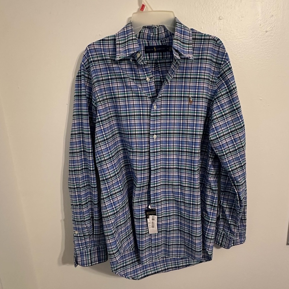 Ralph Lauren Green and Blue Plaid Men's Shirt